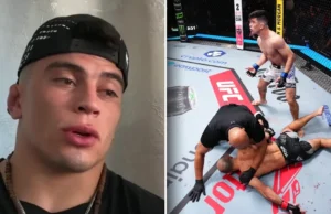 Kevin Vallejos quebra seu soco giratório nocauteando Giga Chikadze