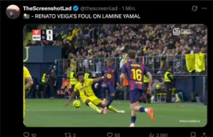 📸 Desafio pesado em Yamal: jogador do Villarreal mostrado vermelho direto