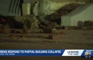 Tripulações respondem ao desabamento parcial de um edifício em Over-the-Rhine