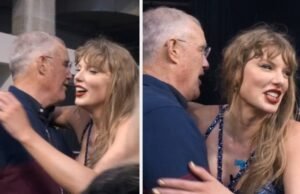 O pai de Taylor Swift está sendo chamado pelas duas palavras que disse a ela imediatamente depois que ela saiu do palco no show Last Ever Eras