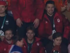 Nick Suzuki e a equipe canadense assistiram ao final do relacionamento mixte en patinage de vitesse… Nathan MacKinnon também!