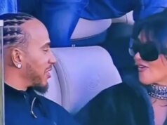 Lewis Hamilton e Kim Kardashian vistos pela primeira vez em público no Super Bowl