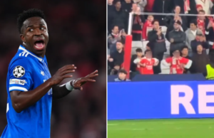 Adeptos do Benfica vistos a dirigir gestos racistas a Vinicius Junior em novas imagens