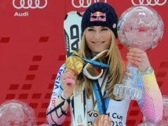 Neuf jours après sa chute aux Jeux, Lindsey Vonn está de volta aos Estados-Unidos
