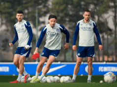 Os nerazzurri treinando às vésperas do Inter x Atalanta