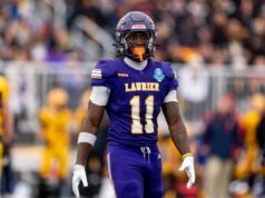 Jesulayomi Ojutalayo de Laurier e Patrick Cumberbatch de Ottawa empatam no salto vertical superior em 2026 CFL Combine