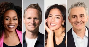 A presidente da NBCU Television, Pearlena Igbokwe, e o vice-presidente de serviços da Apple, Oliver Schusser, participam do Variety’s Entertainment Marketing Summit