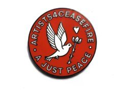 Artists4Ceasefire revela novos pins desenhados por Shepard Fairey antes do Oscar (EXCLUSIVO)