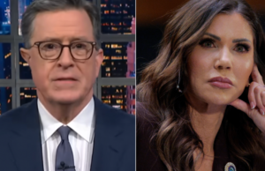 Stephen Colbert assa Kristi Noem depois que Trump a despede e brinca: ‘Ela é uma terrorista doméstica que merece ir’ para a Baía de Guantánamo
