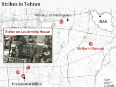Ataques dos EUA e de Israel ao Irã em mapas