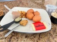 Qual deve ser a aparência de 100 gramas de proteína por porção