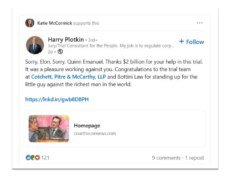 Juiz nega gostar de postagem crítica de Elon Musk no LinkedIn, mas reatribui seus casos de qualquer maneira