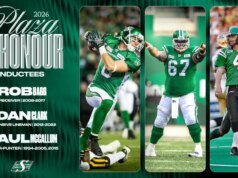 Rob Bagg, Dan Clark e Paul McCallum serão introduzidos no Saskatchewan Roughriders Plaza of Honor