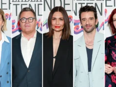 Tapete vermelho da televisão dos concorrentes do prazo final: Rhea Seehorn, Glen Powell, Johnny Knoxville e mais