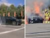 A câmera Tesla captura a fuga dos ocupantes pouco antes do Mercedes-Benz EV pegar fogo