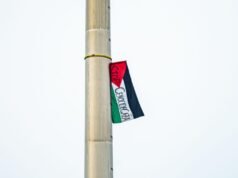 A misteriosa bandeira palestina continua a voar alto sobre Dublin, pois a remoção é considerada muito arriscada