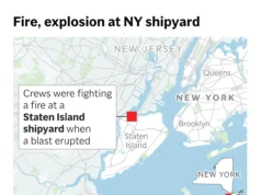 Uma pessoa morreu após a explosão no estaleiro de Nova York, que também feriu 36 pessoas, dizem as autoridades.