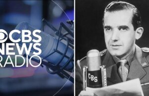 A rádio CBS News termina com uma assinatura de Edward R. Murrow: “Boa noite e boa sorte”