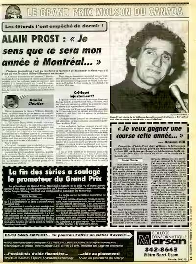 F1 e Canadien em séries eliminatórias da LNH: «Le Grand Prix restait un événement majeur» –Normand Legault