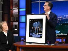 “The Late Show” de Stephen Colbert terminou após 11 temporadas na noite passada e incluiu 20 convidados famosos, uma reminiscência dos Beatles e um caro foda-se para a CBS