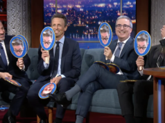 Stephen Colbert entrevistando Kimmel, Fallon, Meyers e Oliver ao mesmo tempo é um lindo caos