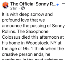 Morre Sonny Rollins: Jazz Great tinha 95 anos